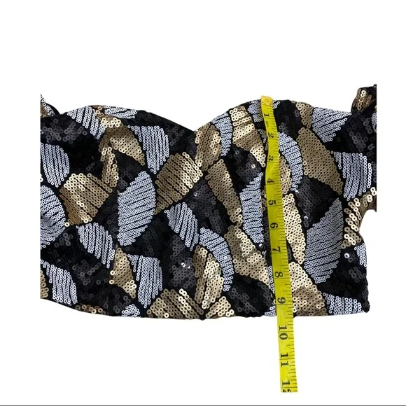 ASOS Virgos Lounge Bardot Sequin Top Gold Black Sold Out NWT UK 10 - Picture 13 of 15